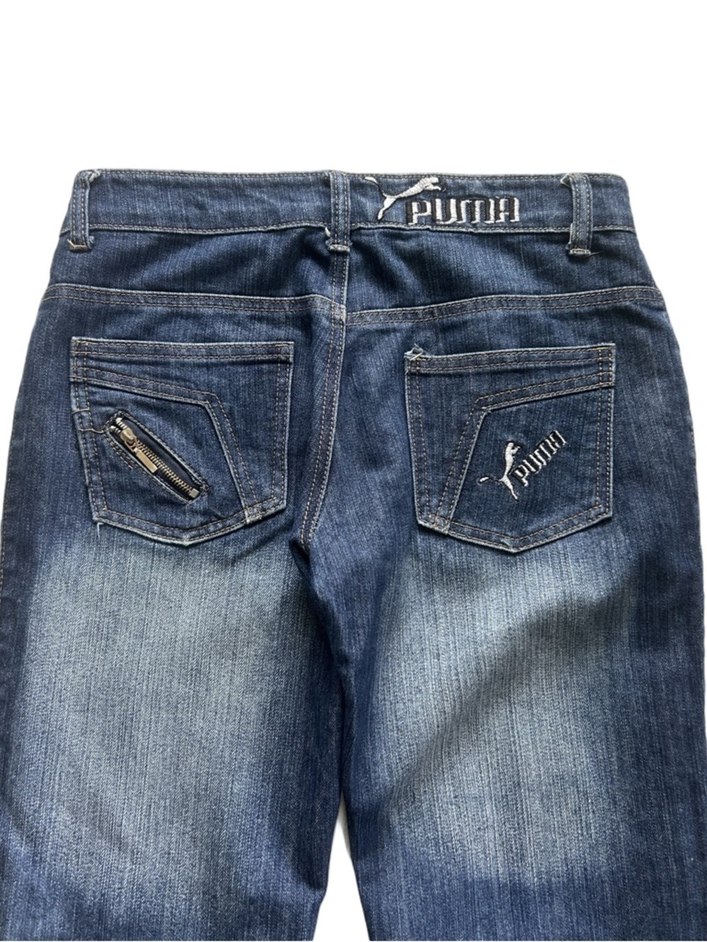Puma Y2K Low Rise Embroidered Boot Cut Jeans Size 29 Gorpcore Grunge Streetwear
